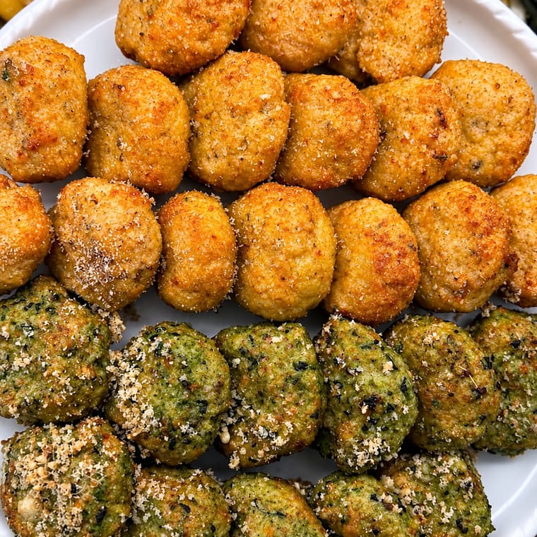 Polpette di verdure con contorno di verdure al forno