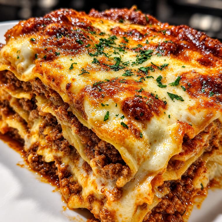 Porzione di lasagna al forno